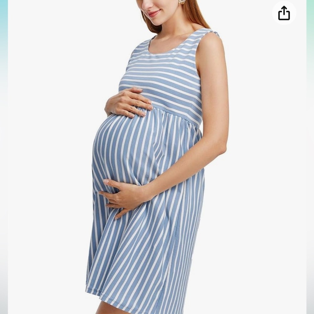Blue white striped maternity and or nursing dress